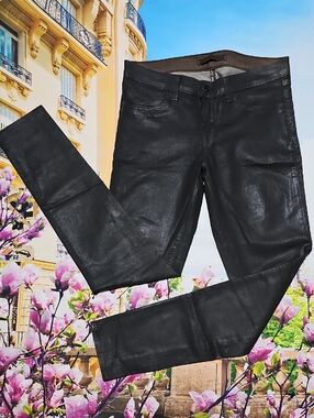 J Brand Mocha Brown Coated Skinny Leggings Size 29